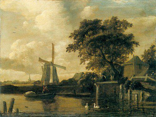 Windmill at the Riverside, Meindert Hobbema